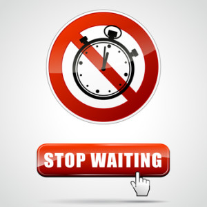 illustration of stop waiting sign with web button