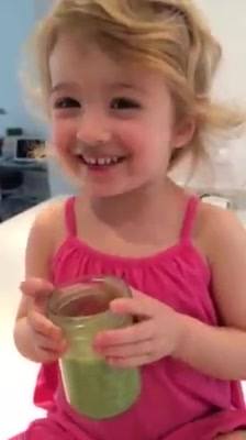 My little cutie drinking her green smoothie for breakfast!  She said she wanted a purple smoothie, but when she saw me drinking a green one, she just had to have it.

Monkey see, monkey do :). Leading…